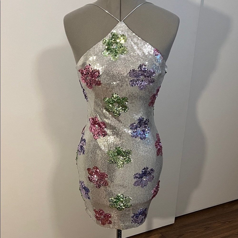 B. Darlin Sparkling Floral Backless Dress